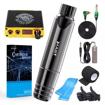 Dragonhawk для макияжа, ручка для татуировки, вращающаяся машина для татуировки, ручка, шнур RCA, источник питания, иглы для татуировки US PLUG