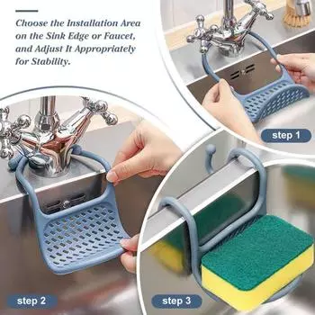 Draining Rack Sink Hanging Rack Creative Bendable Kitchen Accessories Tableware Cleaning Scrubbing Cloth Storage Rack Portable серый