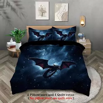 Дракон 3D Цифровая Печать Полиэстер Комплект из Трех Предметов Пододеяльник Пододеяльник Наволочка 135x200cm