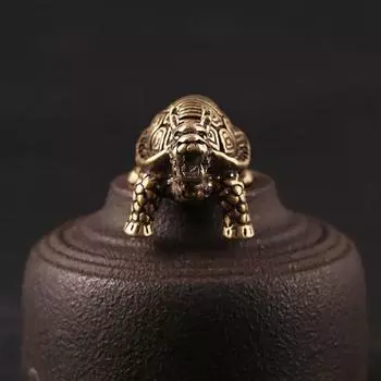 Дракон Черепаха Литье Фигурка Животного Абстрактный Стиль Металлическая Ретро Скульптура 41*22MM