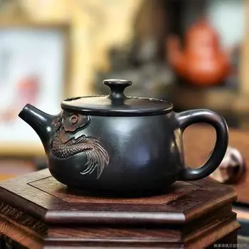 Дракон Фиолетовый Керамика Винтажный чайник ручной работы Керамический резной чайник для кунг-фу Одиночный чайник Наборы для приготовления чая Пуэр Чайник