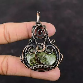 Дракон Кровавый Камень Кулон Медная Проволока Обернутый Кулон Натуральный Драгоценный Камень Кулон Ручной Работы Бохо Хиппи Ювелирные Изделия Подарок Для Него Ювелирные Изделия из Медной Проволоки