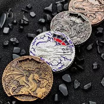 Драконья рулетка кости Fidget Spinner прочный цинковый сплав 7-в-1 винтажный дракон вращающийся кончик пальца гироскоп металлические кости реквизит для ролевых игр RPG