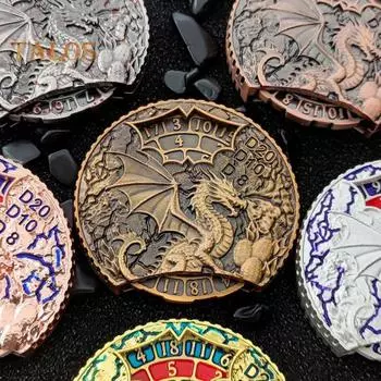 Драконья рулетка кости Fidget Spinner прочный цинковый сплав 7-в-1 винтажный дракон вращающийся кончик пальца гироскоп металлические кости реквизит для ролевых игр RPG