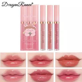 Дракон Рани Ронгли Зеркало Водяная Глазурь Для Губ Красный Женский Блеск Для Губ Увлажняющий Глазурь Для Губ Стеклянный Блеск Для Губ Три Симпатичные Мультяшные Коробки A