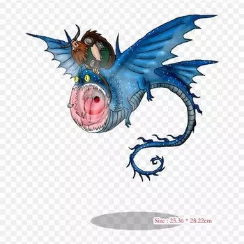 Дракон Стоик огромный утюг на термопереносной печати виниловые нашивки наклейки для одежды DIY аппликации моющиеся нашивки
