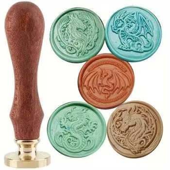Дракон Тема Дракон Восковая Печать Штамп Головка Инструмент Для Запечатывания Воска Дракон Винтаж Медная Головка Печать Книги C