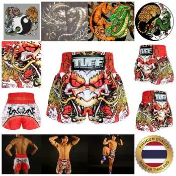 Дракон Тигр Муай Тай ММА Кикбоксинг Боксерские шорты Ретро Винтаж Брюки с принтом 3D Микрофибра Эластичная борьба Боевые искусства Тренировки Фитнес Тренировки в тренажерном зале