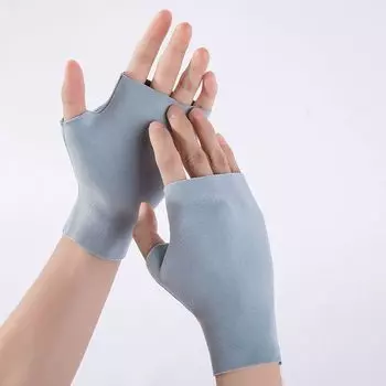 Dralon Half Finger Gloves Men and Women Autumn and Winter Self-Heating Fleece-lined Warm Wrist Protection Open Finger Gloves Student Typing Short Sky Blue (Women s Choice M, Men s Choice L) M