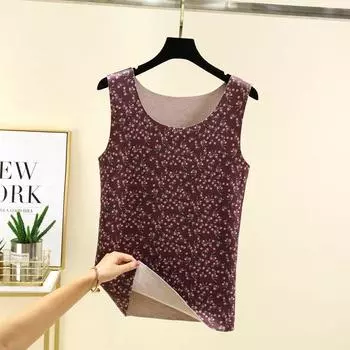Dralon Seamless Thermal Vest Women s Winter Floral Cold-Proof Warm Palace Waist Support Bottoming Strap Heating Sleeveless Tops Dark purple 2XL (70.00 kg-80.00 kg recommended
