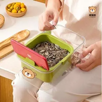 [Drama Snack Box] Дыня с семенами пищевого качества для перекуса, двухслойный слив, настольный мусорный бак жёлтый