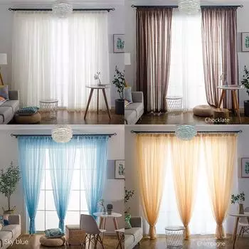 Драпированная панель, модная 1 шт., украшение для дома, оконная занавеска, красочная романтическая новая дверная балдахина, полузатеняющий разделитель, однотонный тюль, вуаль, ювелирный аксессуар Wear rod 140x137cm сожжены оранжевый