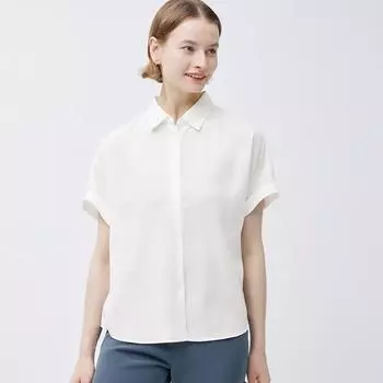 Драпированная рубашка GU by Uniqlo с короткими рукавами