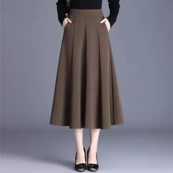 Драпировка облегающая плиссированная шовная модная юбка А-силуэта большого размера осенняя длинная юбка в стиле вестерн с высокой талией XXXXL чёрный