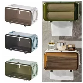 Ящик для хранения туалетной бумаги, водонепроницаемый держатель для бумажных полотенец, настенный, с магнитной крышкой, держатель для косметики без проколов бежевый