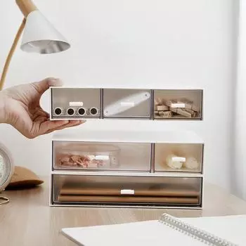 Drawer Desktop Storage Boxes Jewelry Cosmetic Lipstick Organizer Plastic Rack Sundries Stationery Make Up