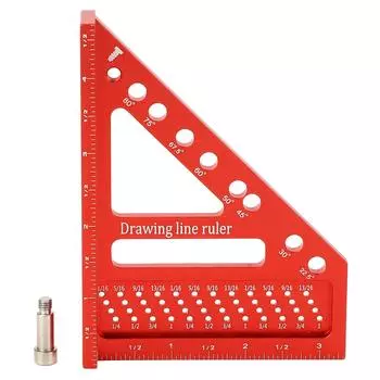 Drawing Line Ruler Aluminum Alloy 0 to 90 Degree Woodworking Square for Engineering Construction Tas