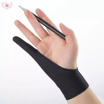 Drawing Sketch Painting Anti-False Touch Gloves Hand Drawing Board Digital Panel Painting iPad Touchscreen Anti-Fouling Anti-Sweat Dew Two Fingers One finger single layer Black S