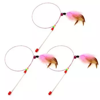 Дразнилка для кошек Игрушка для кошек Колокольчик Перо Саморазвлечение Снятие скуки Смешная кошка Удобный гаджет Устойчивая к укусам стальная проволока Длинный держатель для кисточки Автоматические товары для питомцев Steel wire tickle [3]]