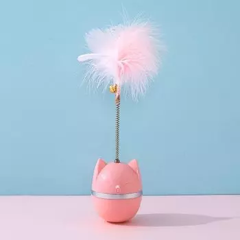 Дразнилка для кошек Привлекайте Богатство и Сокровище Неваляшка Корм Выпадающий Шар Вращающийся Столик Золотой Постепенный Слой Саморазвлечение Снятие Духоты Удобный Гаджет Товары для Питомцев Young Adult powder (feather tumbler)