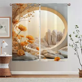 Dream Amber Blackout Подхваты для штор Тюль для кухни Шторы Шкафы для гостиной Украшения Жалюзи Жалюзи Разделительные завитки W50xH70cmx2pcs-CL