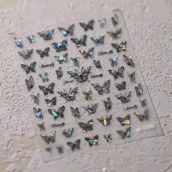 Dream Ambilight Черная бабочка для дизайна ногтей 3D Высококачественная клейкая наклейка для украшения ногтей