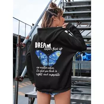 Dream Cartoons Oil Painting Butterfly Printed Hoody Woman Fashion Fleece Sweatshirt Casual S-Xxl Hooded Autumn Hip Hop Women Top S