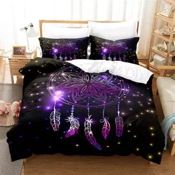 Dream Catcher Digital Printing Bedroom Bedding 3-piece Set Soft Duvet Cover Fashion Comfortable Quilt Cover Pillow Cover 135x200cm 2pcs&Duvet Cover