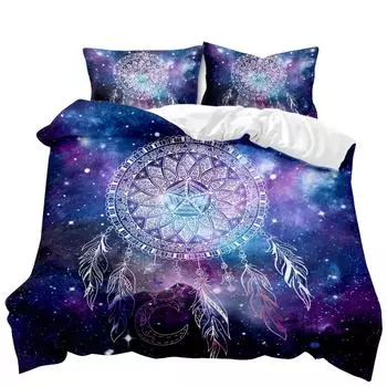 Dream Catcher Duvet Cover Feather Purple Dream Catcher Bedding Set Magic Symbol Exotic Polyester Quilt Cover Double Queen King 70x133cm 2pcs