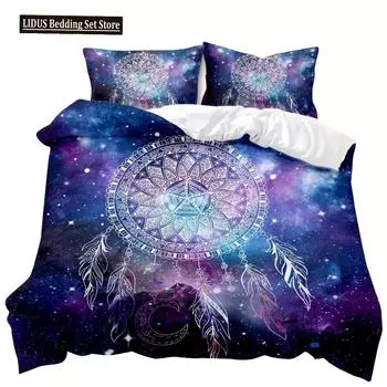 Dream Catcher Duvet Cover Feather Purple Dream Catcher BeddingSymbol Exotic Polyester Quilt Cover Double Queen King 70x133cm 2pcs