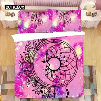 Dream Catcher Пододеяльник King Double Розовый Starry Universe Queen Size для детей и девочек Пододеяльник из микрофибры EU single(135x200cm)