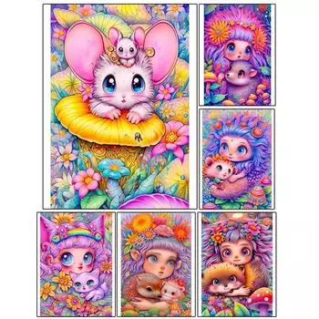 Dream Diamond красочная мозаика мультфильм ежик эльф девушка цветок 5D Diy набор для вышивки крестом ручная работа поделки украшение дома Full Round 20x30CM