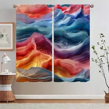 Dream Dopamine Color2 White Curtains for Living Room Tulle in Kitchen Curtains 2 Pieces Window Bathroom Curtain Tiebacks Blinds W50xH70cmx2pcs-CL