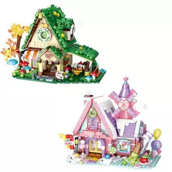 Dream Garden Villa Jungle Hut Candy DIY Castle Building Blocks Set Puzzle Building Blocks Toys Kids Girl Birthday Gifts