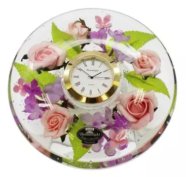 Dream Light Flower Clock Premium optical glass Florala x x CDD0129CL Clock/Dream (with pedestal) W15.0 D12.5 H11.5cm (set)