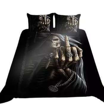 Dream NS Skeleton Bedding Set Linens Duvet Cover Quilt Comforter Pillow Case 3D Red King Halloween Bedroom decoration EU Single 135x200cm
