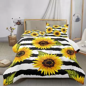 Dream Sun Flowers Bedding Set Duvet Cover Set 3d Bedding Set Digital Printing Bed Linen Queen Size Bedding Set Fashion Design EU Single 135x200cm