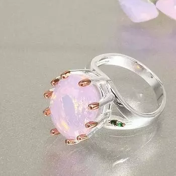 DreamCarnival1989 Большое розовое обручальное кольцо-пасьянс для женщин нежной тонкой огранки 16x20 мм опаловый зубец свадебное сокровище навсегда WA11954 7