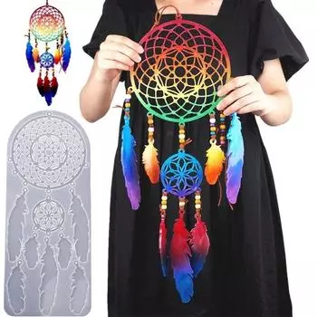 Dreamcatcher Wind Chimes Handmade DIY Epoxy Resin Crystal Epoxy Wall Decoration Home Decoration Mirror Silicone Mold светло-серый