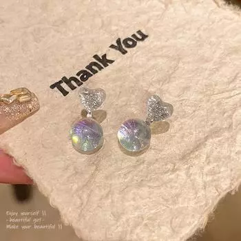 Dreamy Gradient Love Earrings: S925 Silver, Light Luxury, High-End Peach Heart Design A1600 серебряный