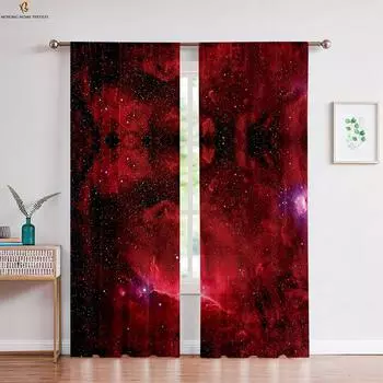 Dreamy Starry Sky 3d Printed Curtains Polyester Fiber Bedroom Living Room Kitchen Window Decoration Curtains 2 Pieces W50xH130(CM)x2PCS&Grommet Top