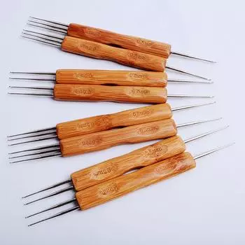 Дредлок с двойной головкой, вязаный крючком, бамбуковая ручка, крючок, игла для прически дредов