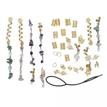 Дреды Кольца Заколки для волос Косички Сплавные плетеные аксессуары для волос Набор для банкетов Кинопоказов Свадьбы