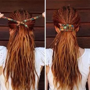 Дреды в этническом стиле с ретро-принтом, резинка для волос ручной работы, гибкая железная проволока, встроенный гибкий держатель для хвоста горячий розовый