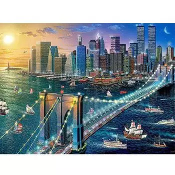 Дрель Алмазная картина Нью-Йоркский мост Рукоделие Мозаика Вышивка 20X30CM