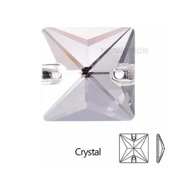 Дрель для ручного шва с золотым дном, квадратная дрель для ручного шва с двойным отверстием, плоская пряжка с плоским дном, украшение из стразов, аксессуары для одежды своими руками Square 22mm 24pcs/box