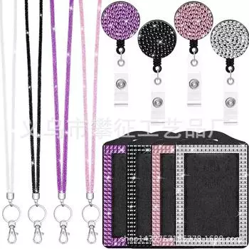 Дрель со стразами, цепочка для мобильного телефона, шнур для мобильного телефона, сертификат, набор карточек, телескопическая дрель, легкая кнопка. белый