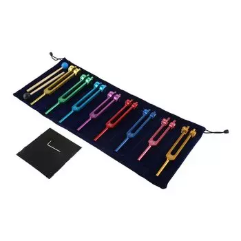 Dreld Chakra камертон набор сольфеджио камертон набор ДНК восстановление исцеляющий звуковой терапевтический инструмент с 8 камертонами 2 силиконовых молоточка балансировка и красный