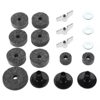 Dreld Cymbal Felt Cymbal Sleeve Base Wing Nut с шайбой для тарелки Сменный аксессуар для подставки для тарелки для ударной установки Набор из 18 деталей для перкуссии (черный)