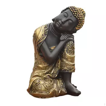 Дремлющий индийский Будда по фэн-шуй, мир и гармоничная статуя из смолы, сидящая на коленях, для йоги Left_9.5cm x 9cm x 14cm